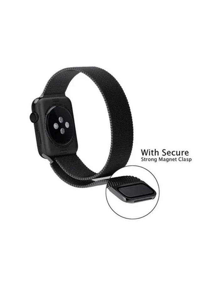 Generic - Stainless steel bracelet with magnetic closure, compatible with Apple Watch, size 38, black - Image 1