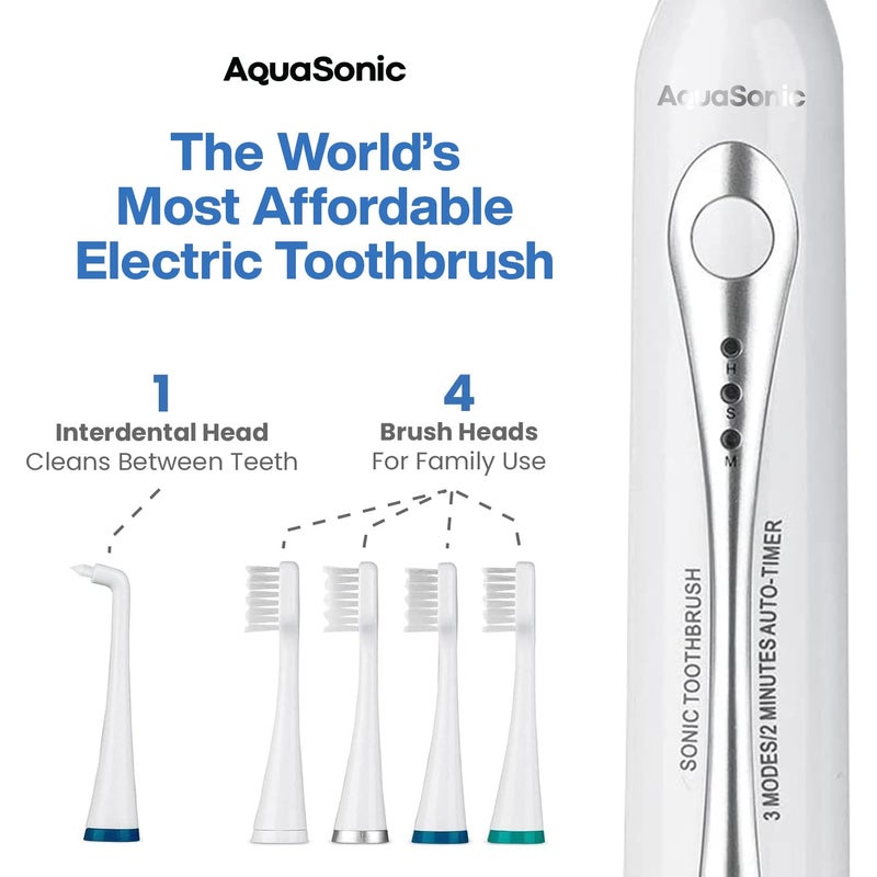 AquaSonic Home Dental Center Rechargeable Power Toothbrush & Smart Water Flosser - Complete Family Oral Care System - 10 Attachments and Tips Included - Various Modes & Timers (White) - Image 3