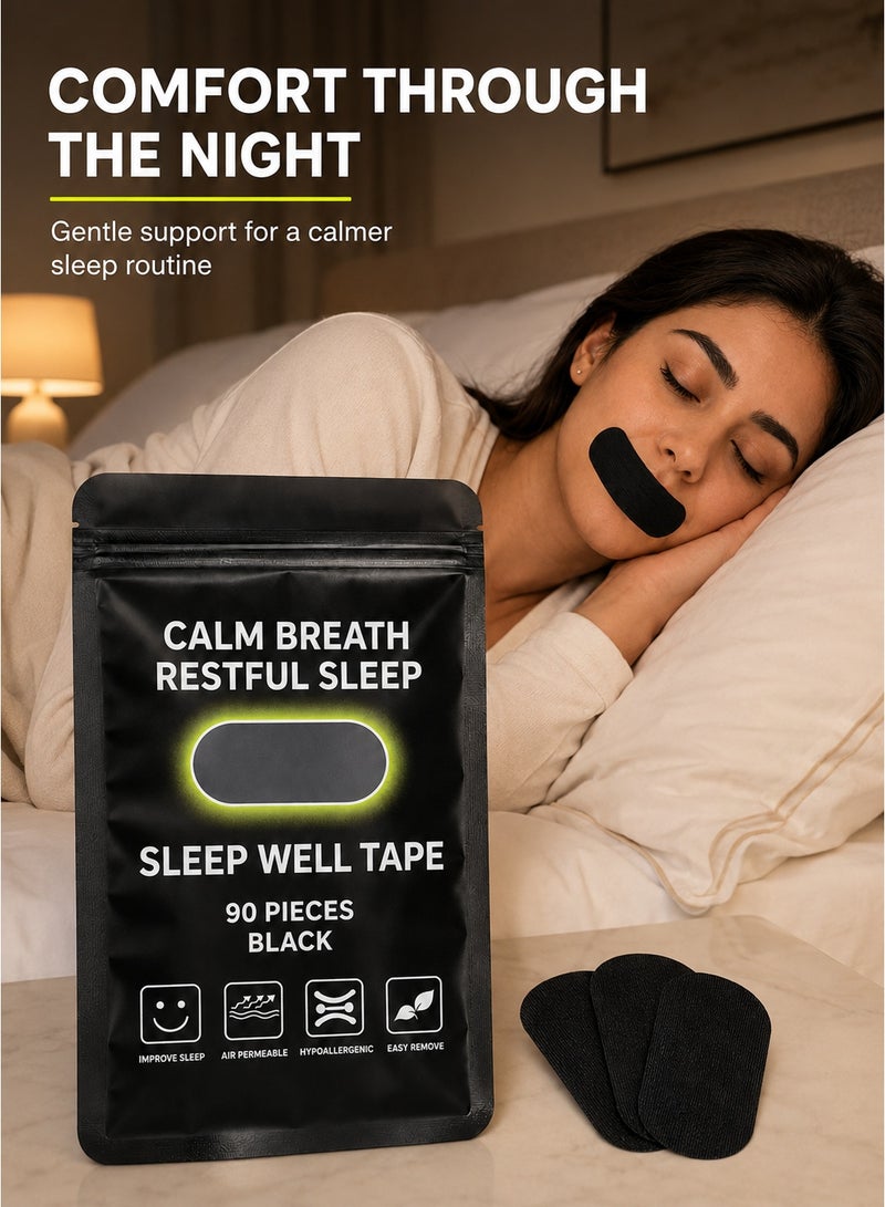 Sisily 90PCS Mouth Tape for Sleeping, Hypoallergenic Breathable Sleep Strips with Gentle Adhesive, Latex-Free Mouth Closure Patches for Nasal Breathing Support, Easy Removal, Home and Travel - Image 3