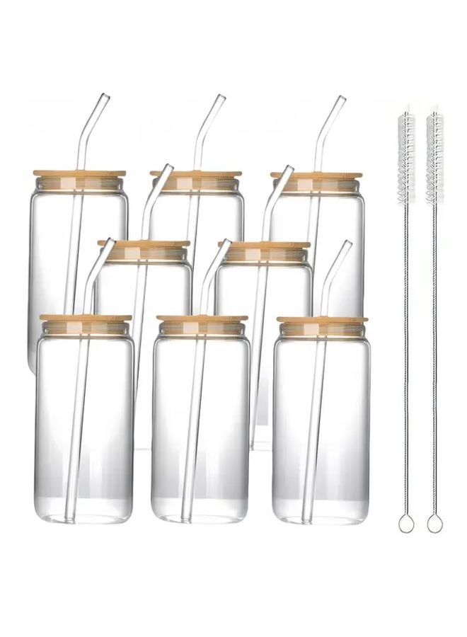 4Pcs 550ml Borosilicate Glass Cups With Bamboo Lids And Straws Reusable Freezer Safe - Image 3