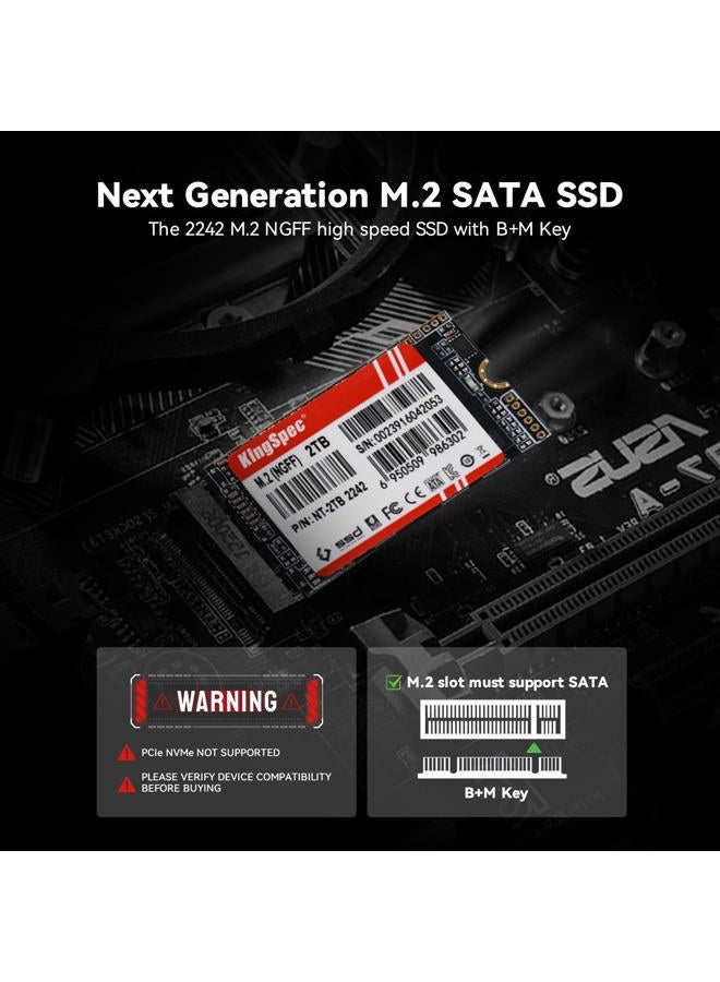 KingSpec 1TB 2242 SSD NGFF M.2 SATA III Up to 550MB/s, Internal Solid State Drive 6Gb/s for PC, Laptop - Image 3