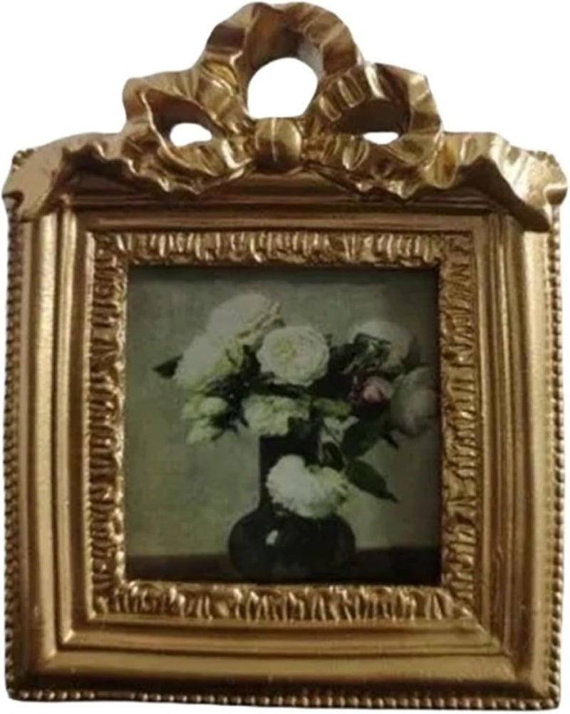 mini gold frames 4pcs Retro Carved Floral Resin Photo Frame Gold Color Square Design For Desktop Display Home Decor - Image 1