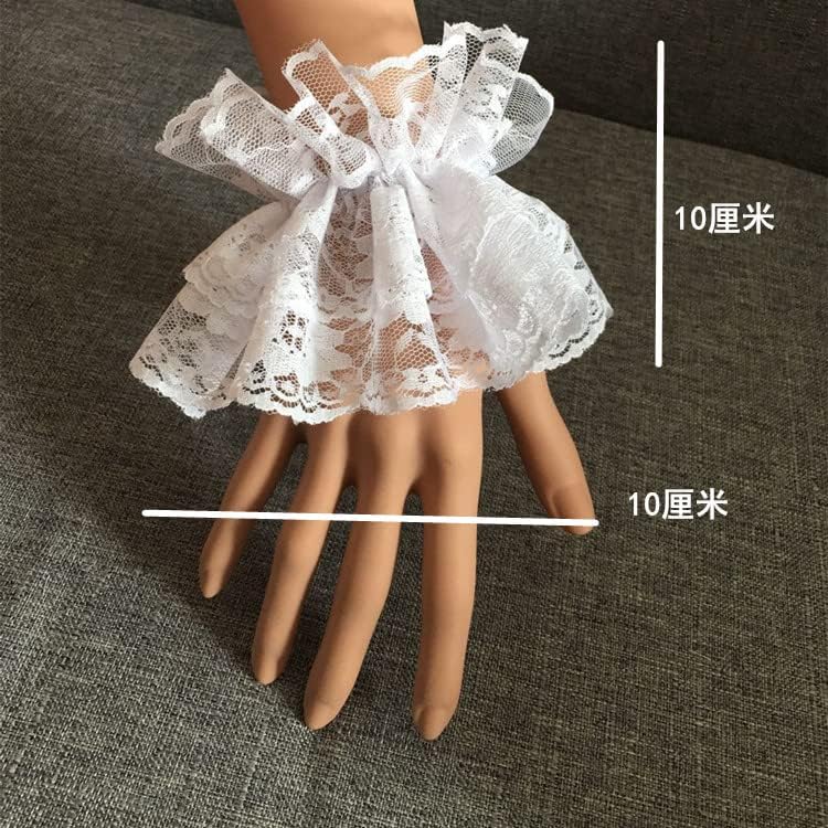 AUOCATTAIL Lolita Lace Gloves White Hand Sleeve Lace Elastic Bracelet for Halloween, Wedding, Tea Party, Masquerade, Nightclub - Image 5