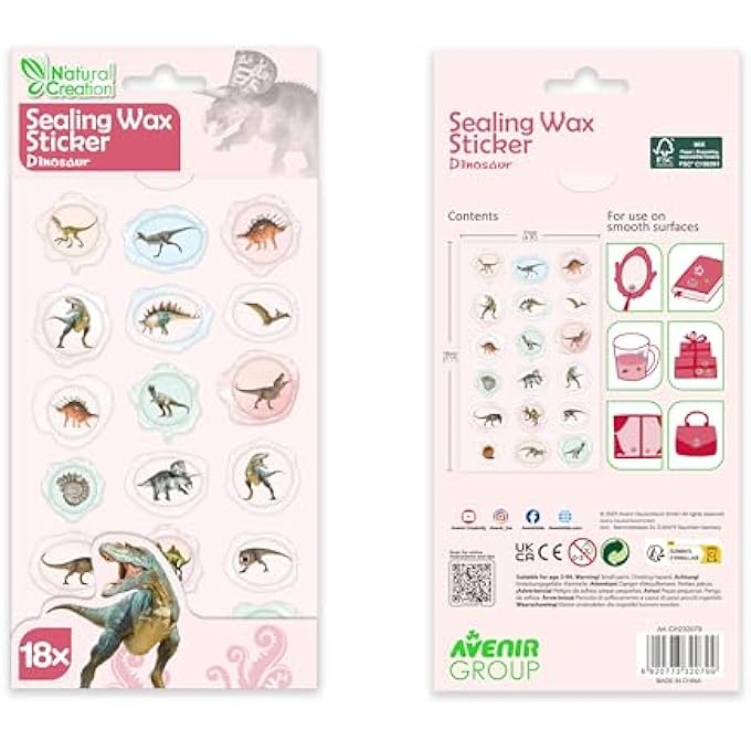 - SEALING WAX STICKERS 10 PACK - DINOSAUR MULTICOLOUR | FABULOUS SEALING WAX STICKERS SHOWCASING A COLLECTION OF SPACE OBJECTS | AGES3+ - Image 4