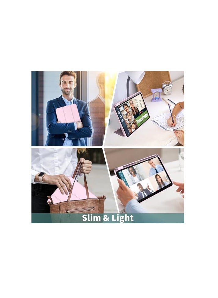 Generic - iPad Pro 11 Inch Case 2024 M4 with Pencil Holder, Trifold Stand with TPU Back Shockproof Case for iPad Pro 11 2024 Support Apple Pencil Pro/USB-C, with Aoto Wake/Sleep - Pink - Image 1