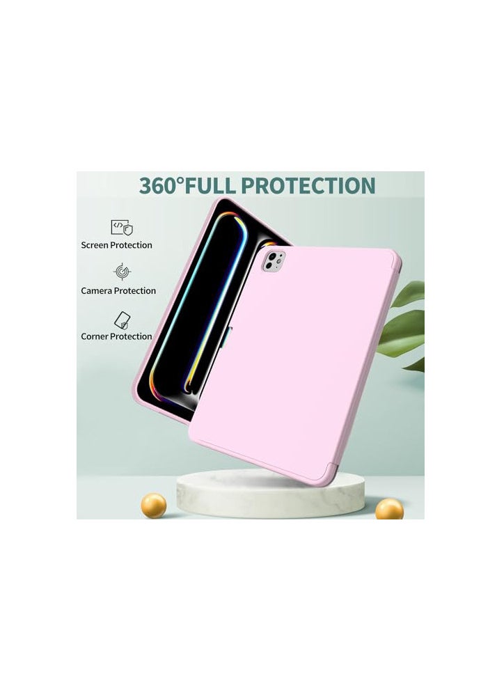 Generic - iPad Pro 11 Inch Case 2024 M4 with Pencil Holder, Trifold Stand with TPU Back Shockproof Case for iPad Pro 11 2024 Support Apple Pencil Pro/USB-C, with Aoto Wake/Sleep - Pink - Image 1