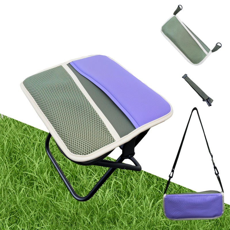 KCTXIPE Portable Stool with Shoulder Strap-Pocket Chair for Mountaineering,Picnic,Hiking and Fishing,Handbag Style Bi-Color Foldable Stool - Image 1