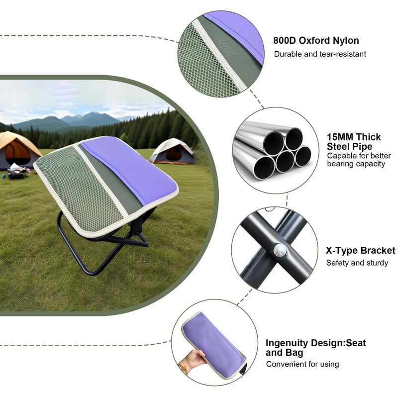 KCTXIPE Portable Stool with Shoulder Strap-Pocket Chair for Mountaineering,Picnic,Hiking and Fishing,Handbag Style Bi-Color Foldable Stool - Image 3