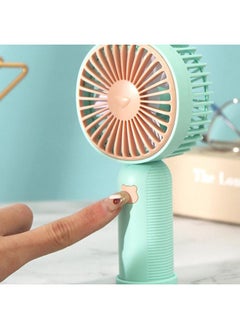 Thoraya Portable Handheld Fan with Stand Base 400mAh USB Rechargeable Quiet Stable Small Desk Fan for Home Study Travel Green  - Image 5
