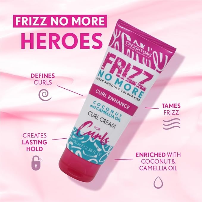 Creightons Frizz No More Curl Enhance Curl Cream 100ml Reduces Frizz Defines Curls Adds Glossy Shine with Coconut Camellia Oil Humidity Defence ColourKind All Hair Types - Image 5