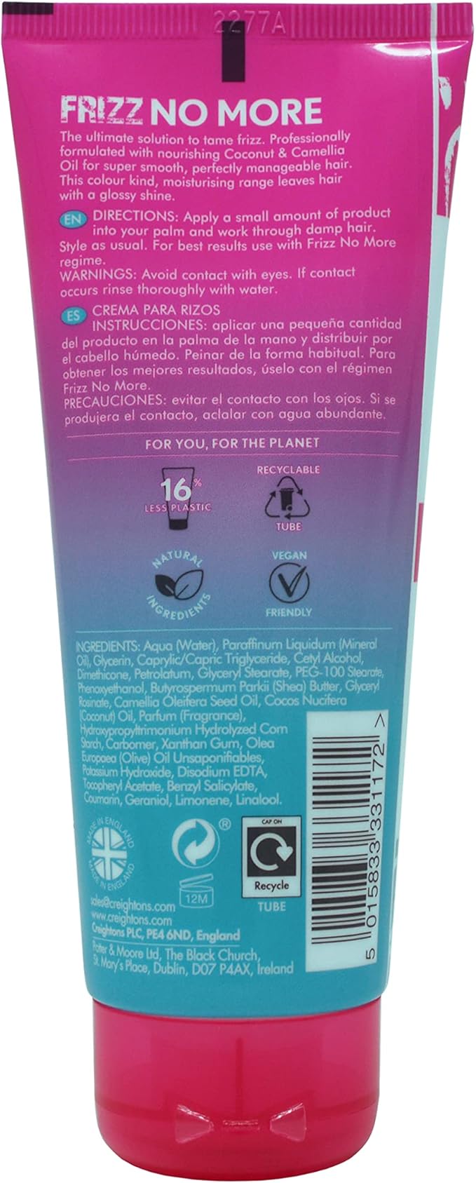 Creightons Frizz No More Curl Enhance Curl Cream 100ml Reduces Frizz Defines Curls Adds Glossy Shine with Coconut Camellia Oil Humidity Defence ColourKind All Hair Types - Image 2