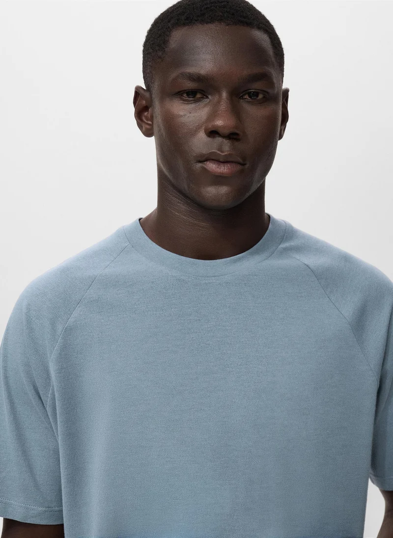 Mango Man Relaxed-fit cotton-linen t-shirt