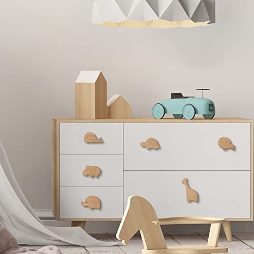 Qunclay 6 Sets Wooden Animal Dresser Knobs Decorative Nursery Wood Drawer Pulls with Screws Furniture Pulls Handles for Nursery Home Bedroom Kitchen Cabinets Hardware Cupboard (Zoo) - Image 5
