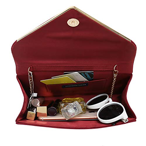 CHARMING TAILOR Faux Suede Clutch Bag Elegant Woman Evening Purse for Wedding/Prom/Black-tie Events (Burgundy) - Image 5