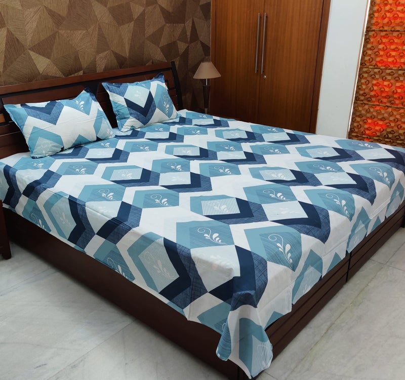 zebaya Home Pure Cotton 200TC Printed Bedsheet for Double Bed. (Size 90X100 Inch) with 2 Pillow Cover (Multicolor A) - Image 1