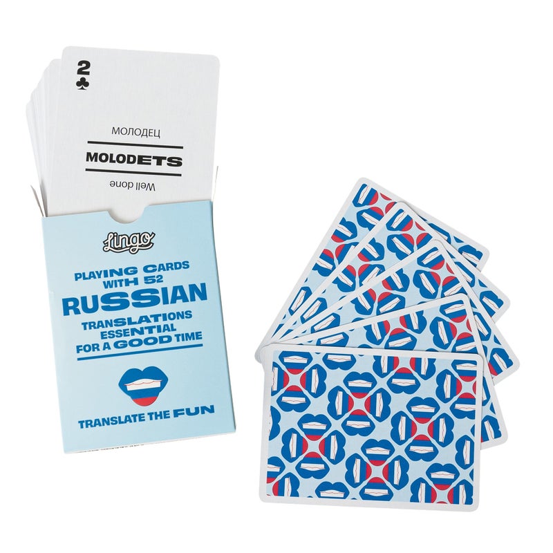 LINGO Russian Lingo Playing Cards | Travel Flashcards | Learn Russian Vocabulary in A Fun & Easy Way | 52 Essential Translations - Image 3