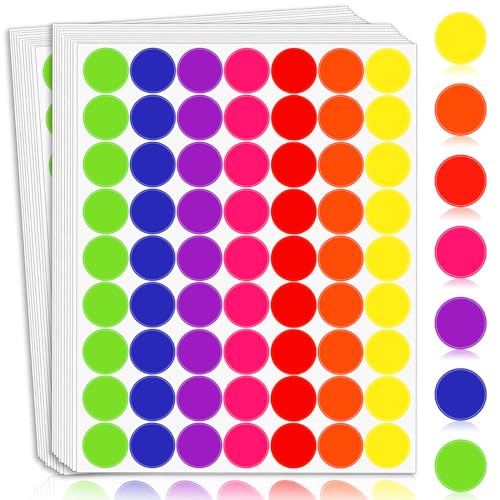 Dreecy Colored Dot Stickers 1 Inch, Circle Stickers Round Color Coding Dots Markers Sticker, 1575 PCS Removeable Sticky Labels Sticker Dots for Toddlers Students Office Classroom in 7 Assorted Colors - Image 1