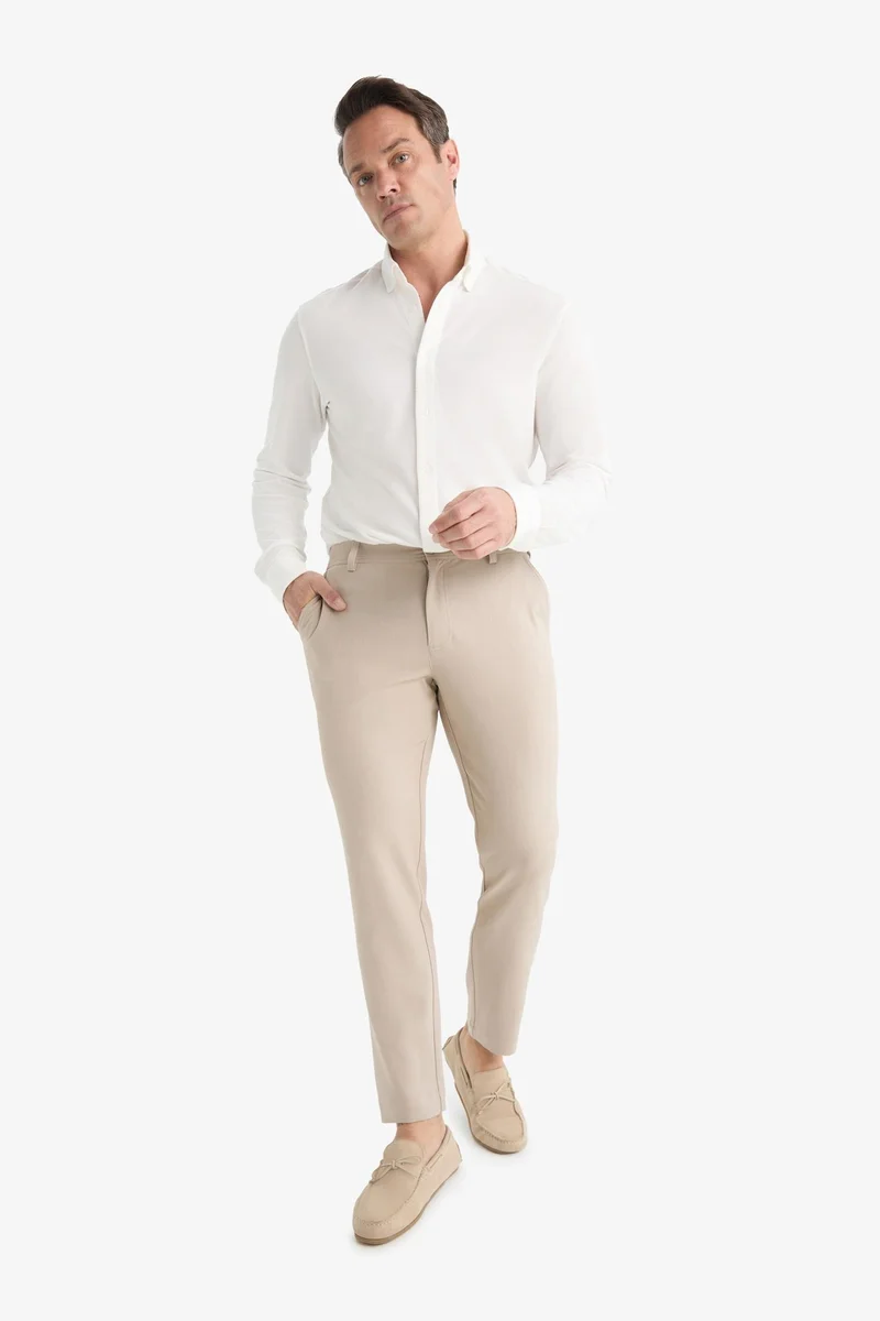 Defacto  Tailored Fit Straight Leg Stretch Soft Touch Trousers for Men | Best Price UAE