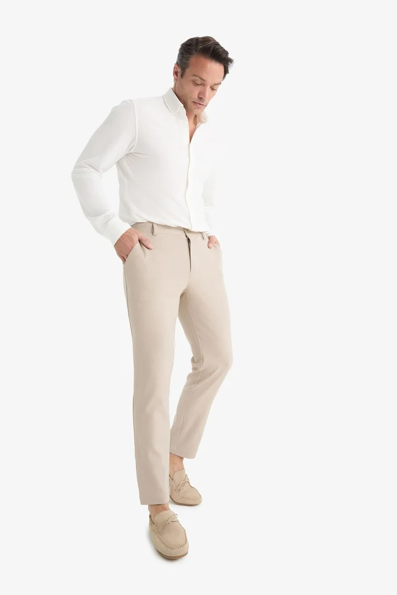 Defacto  Tailored Fit Straight Leg Stretch Soft Touch Trousers for Men | Best Price UAE