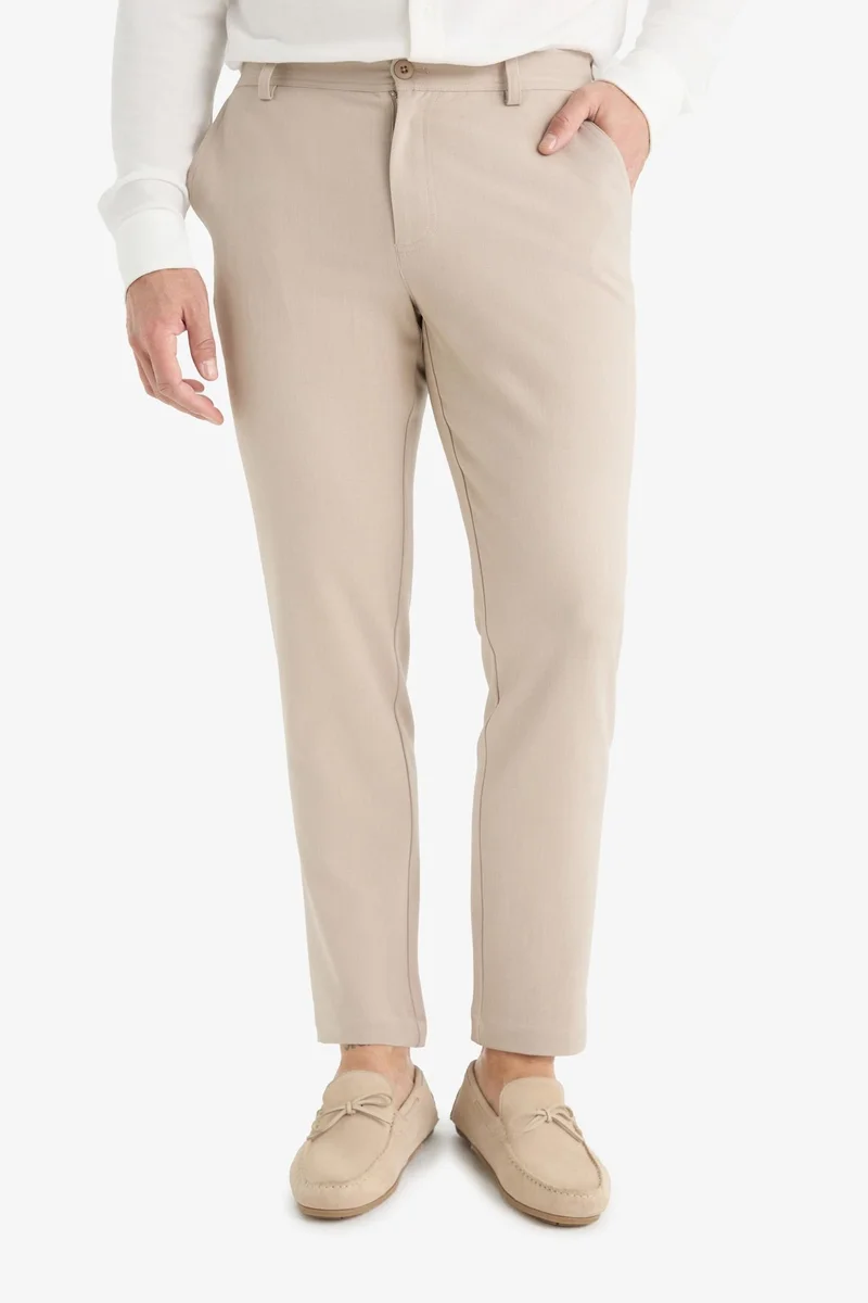 Defacto  Tailored Fit Straight Leg Stretch Soft Touch Trousers for Men | Best Price UAE