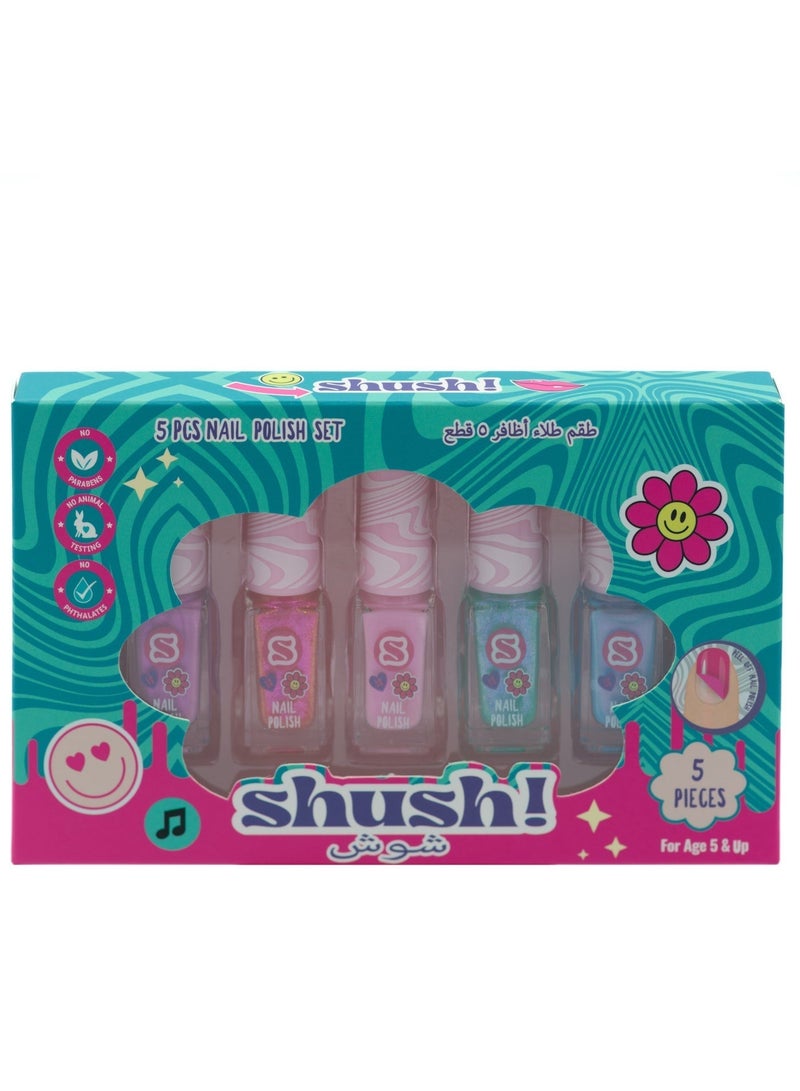 Shush! 5‑Pc Water‑Based Nail Polish Set  – Non‑Toxic, No Parabens, No Phthalates - Age 5+ - Image 4