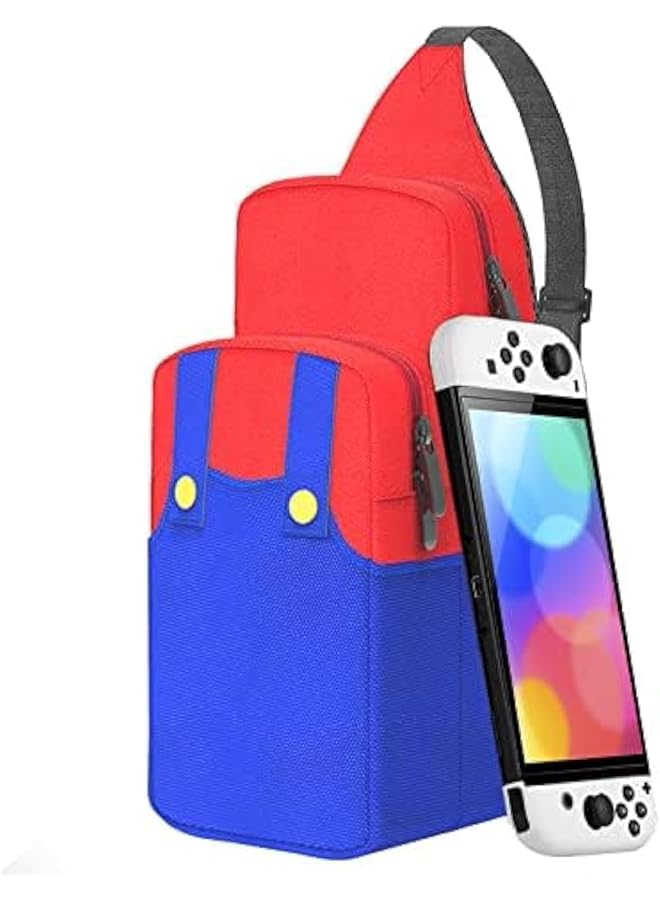 Travel Bag For Nintendo Switch/Lite/Oled/Steam Deck Small Sling Portable Waterproof Backpack Carrying Crossbody Shoulder Chest Gaming Bag Case For Ns Sd Console Dock Joy Cons Accessories 