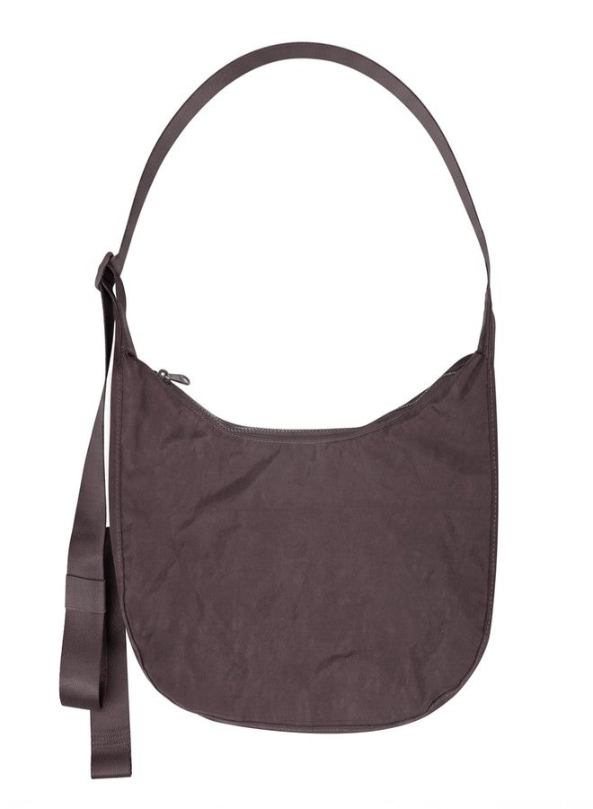FASTFAIRY Medium Nylon Crescent Bag - Chocolate Plum Casual Shoulder Crossbody with Adjustable Strap & Dual Interior Pockets - Image 1