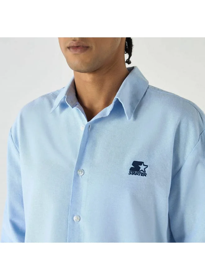STARTER Starter Regular Fit Solid Shirt with Long Sleeves and Button Placket