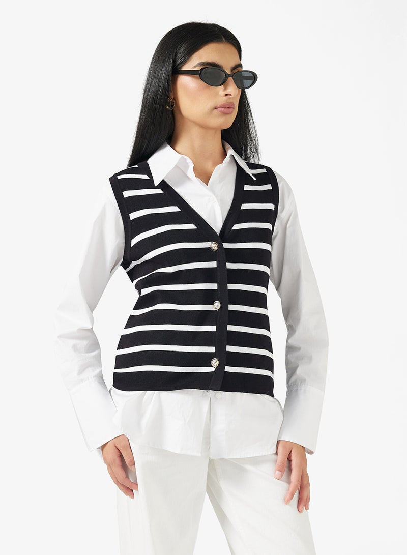 ELLA Striped Sweater Vest - Image 1