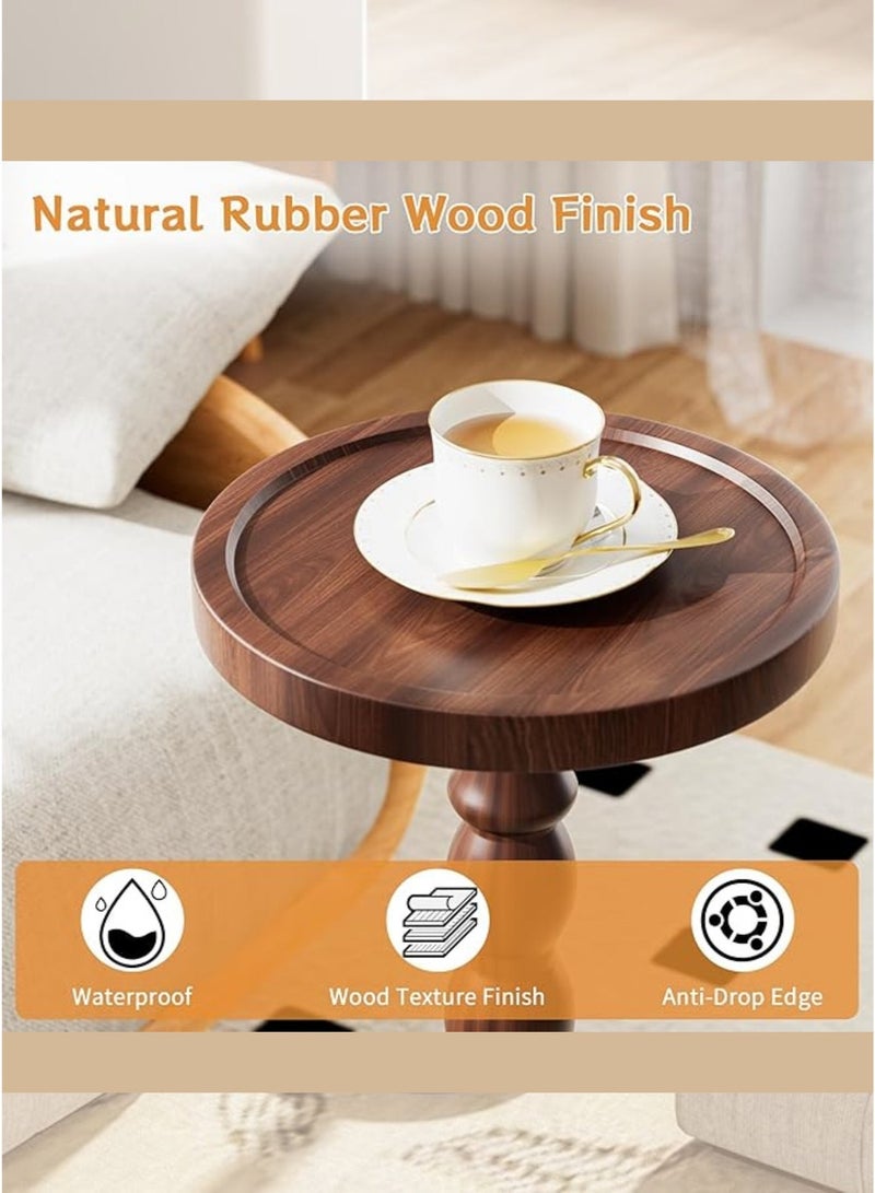 MASINGAA Solid Wood Coffee Table, Small Side Table for Small Spaces, Drink Table, Sturdy Wooden Base End Tables for Living Room, Bedroom, Corners, and Office, Dark Walnut, 9.4"W×23.8"H - Image 3