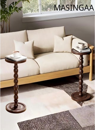 Solid Wood Coffee Table, Small Side Table for Small Spaces, Drink Table, Sturdy Wooden Base End Tables for Living Room, Bedroom, Corners, and Office, Dark Walnut, 9.4"W×23.8"H - view 3