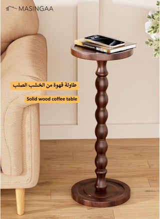 Solid Wood Coffee Table, Small Side Table for Small Spaces, Drink Table, Sturdy Wooden Base End Tables for Living Room, Bedroom, Corners, and Office, Dark Walnut, 9.4"W×23.8"H - view 2