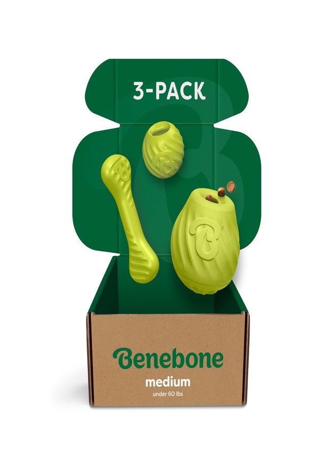 Benebone 3-Pack Ball/Bone Medium/Pawbler Rubber Pet Toys - Image 1