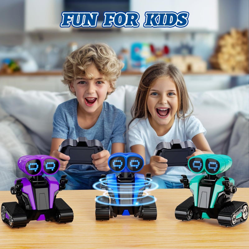 Mindpal Robot Toys For Boys Girls With Auto-Demonstration Robots For Kids Remote Control Kids Robot Rechargeable Emo Robot With Led Eyes Smart Robot Age 3 Years And Up - Blue - Image 2