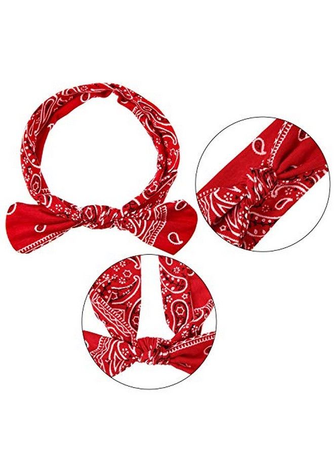 Blulu 6 Pieces Paisley Headbands Boho Bow Bandana Knot Headwrap Retro Flower Printed Elastic Rabbit Ear Hairband For Girls And Women 6 Colors - Image 5