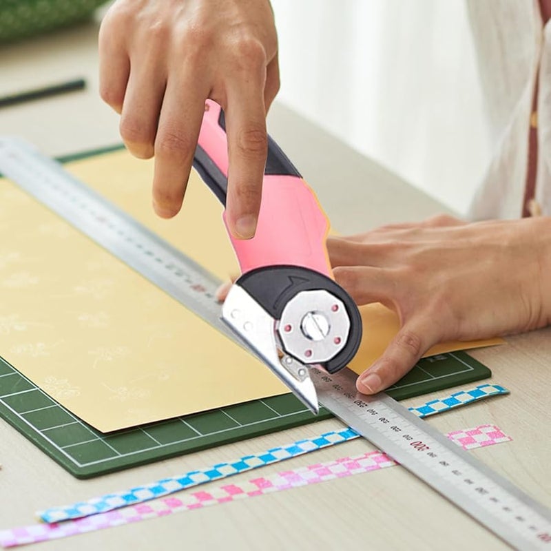 قاطع الكرتون ذو الرأس المستدير لبطارية الليثيوم مع قفل أمان وضوء LED لأعمال النجارة الصناعية والقماش والسجاد - Image 4