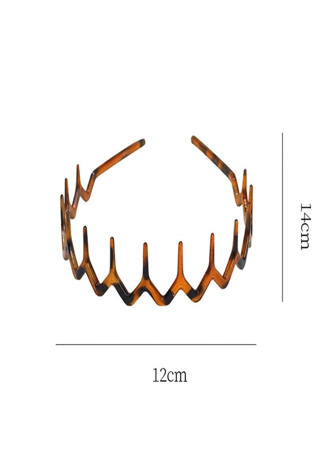 ccHuDE 4 Pcs Plastic Zig Zag Headbands Non Slip Black Comb Hairbands Sharks Tooth Hair Hoop U Shaped Hairband Classic Wavy Head Band with Teeth for Women Girls A - Image 4