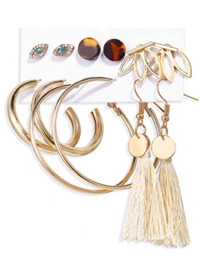 NIBEMINENT Pair Of 6 Ear Studs And Tassel Earrings Set  - Image 3