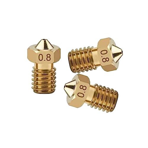 TESSERACT 0.8mm Extruder Nozzle For 3D Printer | V6 Type Brass Nozzle for 3D Printing | Made in India Compatible With E3D V6 And E3D V5 J-Head Hotend And M6 Threaded Extruder (Qty- 3 Nozzles V6 0.8mm) - Image 1