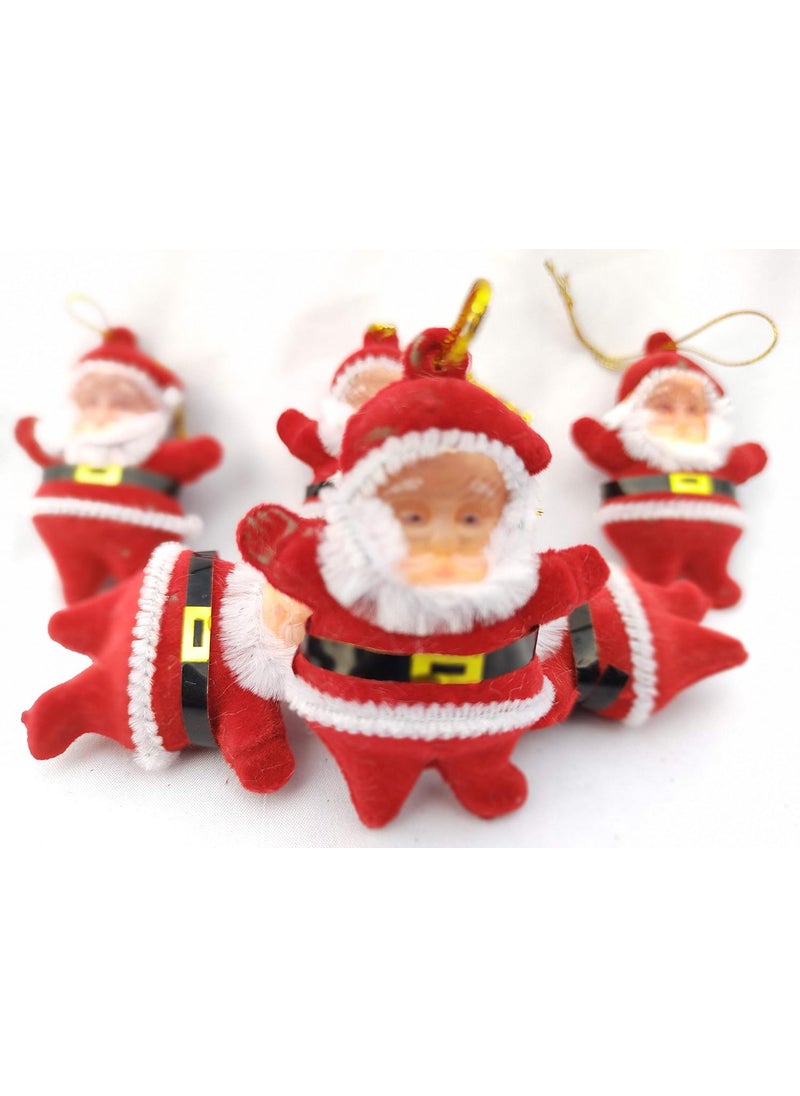 DEV POOJA STORE DEV POOJA STORE Hanging Santa Oranaments for Christmas Tree Decoration in Home 6 Piece Red Color  - Image 1