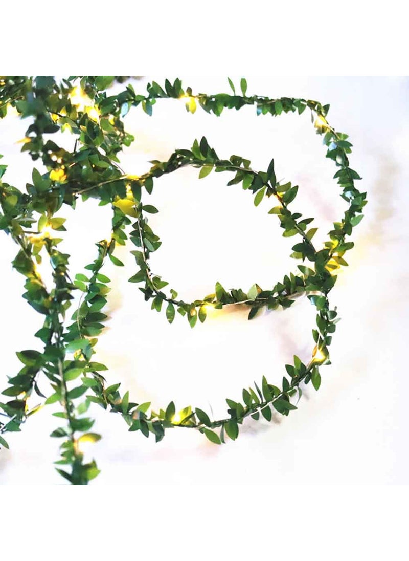 Kitstar Kitstar 100LEDs Green Garland Tiny Leaf Vine String Light Timer Function Wedding Party Christmas Holiday New Year Patio Decoration 33ft Battery Operated Indoor UL588 Approved 