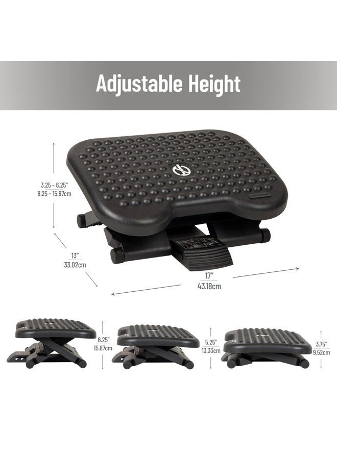 Mind Reader Foot Rest, Under Desk at Work, Ergonomic, Height Adjustable, Office, Plastic, 17" L x 13" W x 6.25" H, Set of 2, Black - Image 3