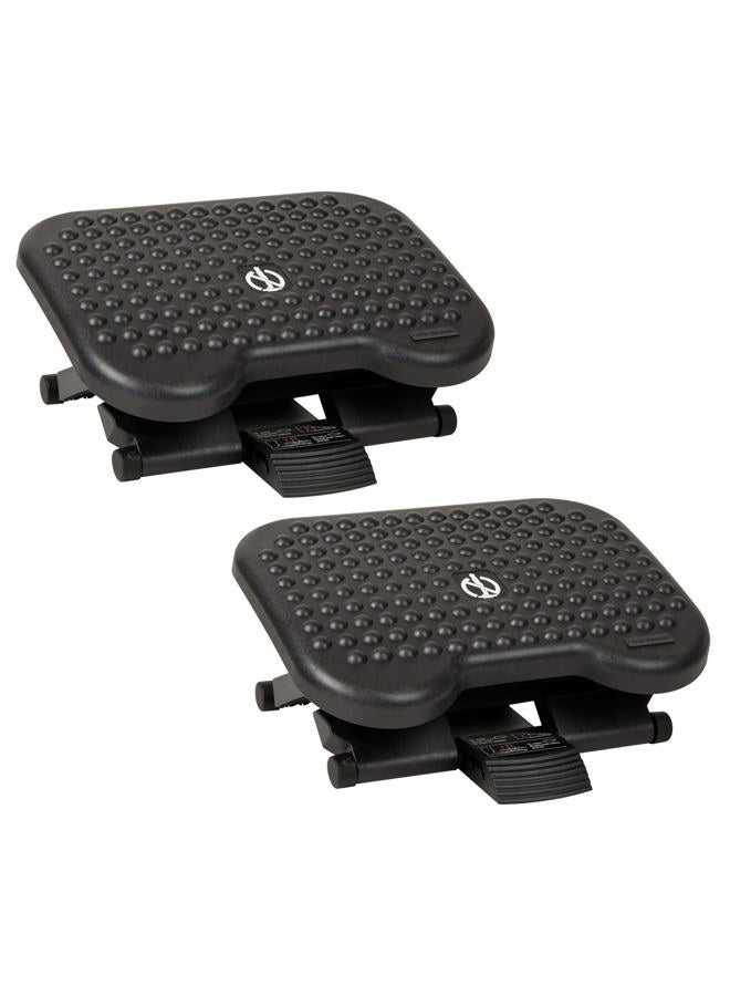 Mind Reader Foot Rest, Under Desk at Work, Ergonomic, Height Adjustable, Office, Plastic, 17" L x 13" W x 6.25" H, Set of 2, Black - Image 1