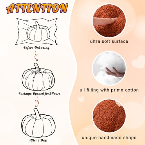 Queekay 2 Pcs Thanksgiving Pumpkin Pillow Pumpkin Decor for Friendsgiving Party Fall Home Thanksgiving Throw Pillow Cushion for Friends Holiday Operation Christmas Sofa CouchWhiteBrown - Image 3