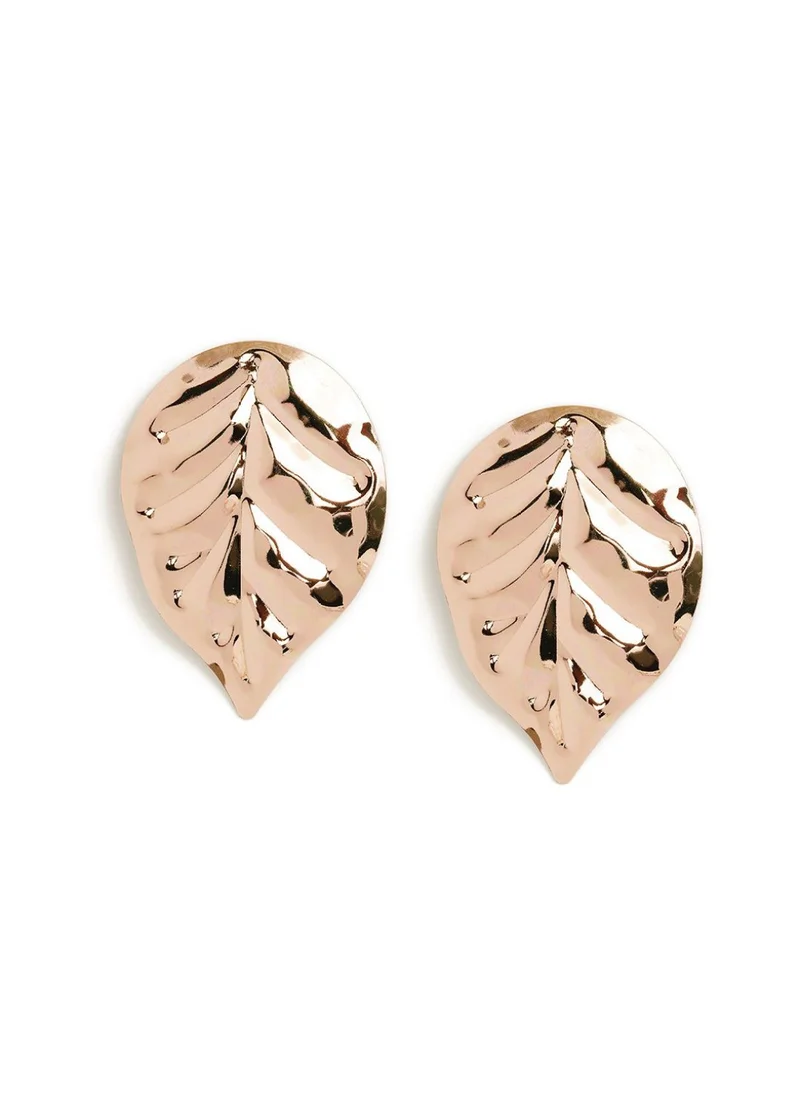 برياسي Leaf Pattern Brass Studs Earrings