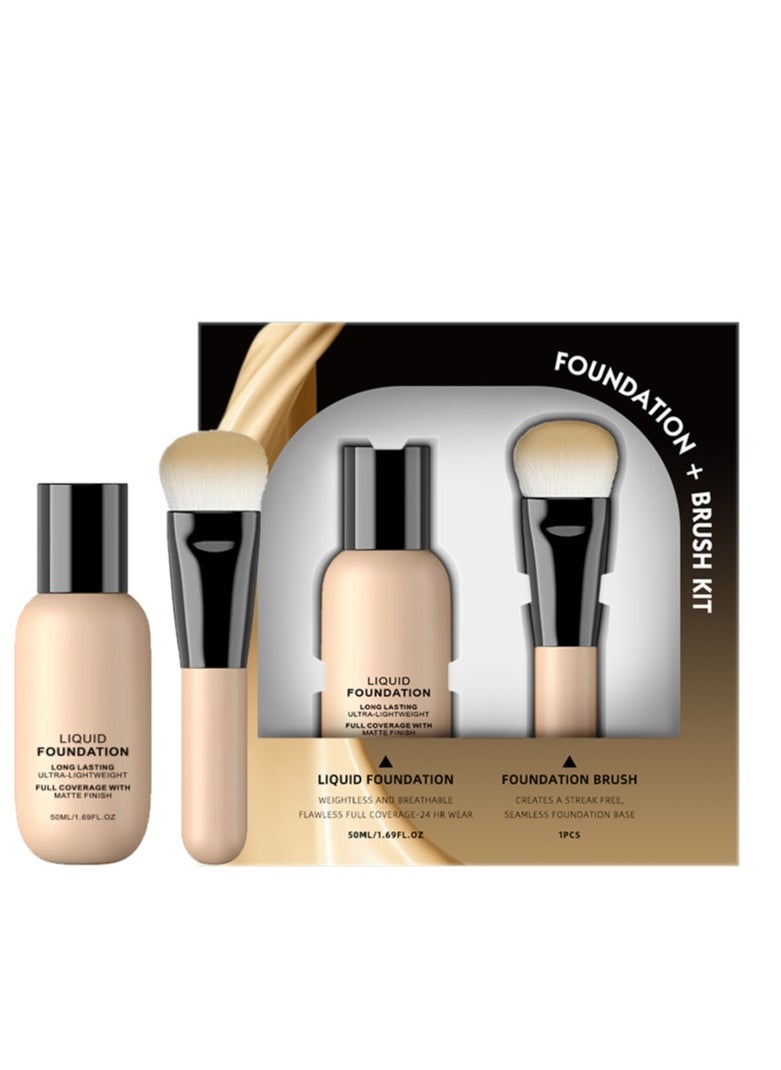 ARTMISS Long Lasting Ultra-lightweight Liquid Foundation 02（Comes with brush）  - Image 1