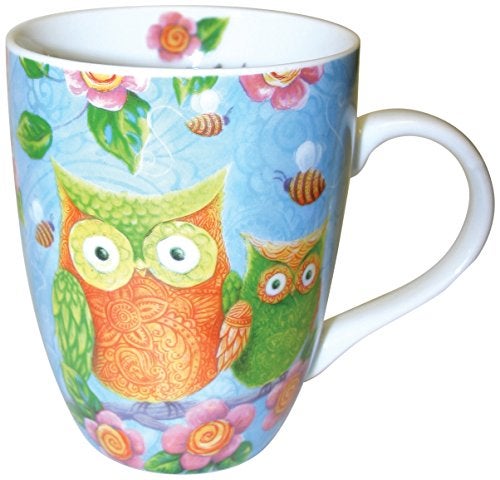 Divinity Boutique Spanish Inspirational Ceramic Mug, Patterned Owls with Scripture, Psalm 32:11, Multicolor - Image 2