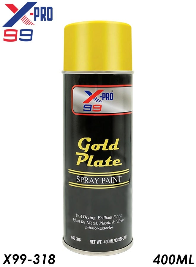 Xpro Gold Plate Spray Paint 400ml – Quick Dry, Smooth Finish, High Coverage, Non-Bleeding Formula, Water and Scratch Resistant, Suitable for Metal Plastic Wood, Automotive Touch-Up, Furniture Coloring, Decorative Projects, Easy DIY Use - Image 1