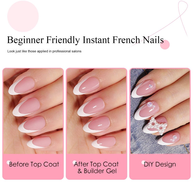 Canvalite French Tip Press on Nails - 300Pcs Pre-Colored Short Gel Nail Tips, Quick and Easy Almond Fake Nails With Designs, DIY French Tip, Pink White - Image 4