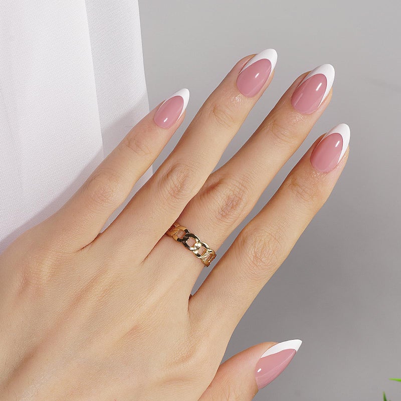 Canvalite French Tip Press on Nails - 300Pcs Pre-Colored Short Gel Nail Tips, Quick and Easy Almond Fake Nails With Designs, DIY French Tip, Pink White - Image 2